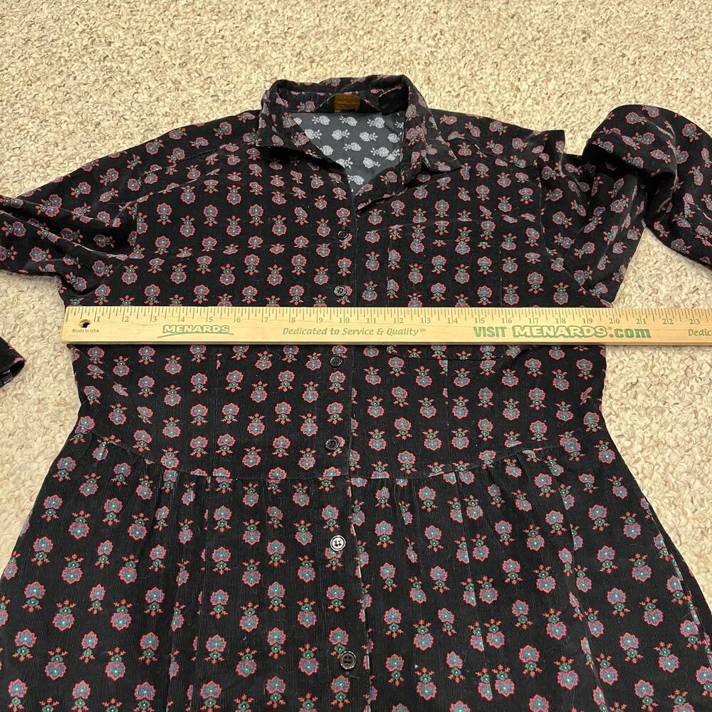 Eddie Bauer Floral Corduroy Long Sleeve Shirt Dress L Cottagecore Casual - Picture 3 of 6